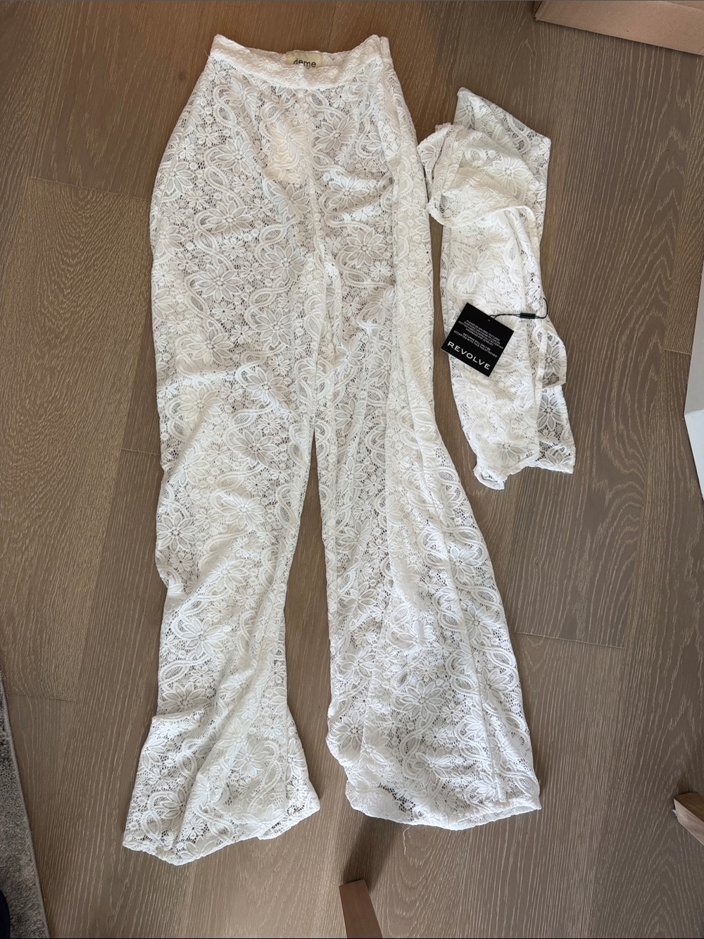 Deme White Lace Flare Pants